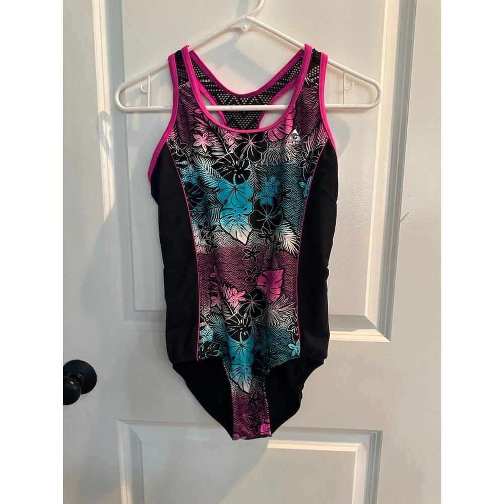 NWOT Gerry Multi Color with Keyhole Back Girl Swimsuit Size 16